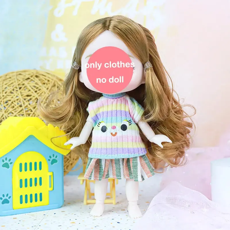 New 16 cm BJD Mini Doll | 13 Movable Joints | Girl with 3D Big Eyes | DIY Toy with Clothes | 1/12 Fashion Doll