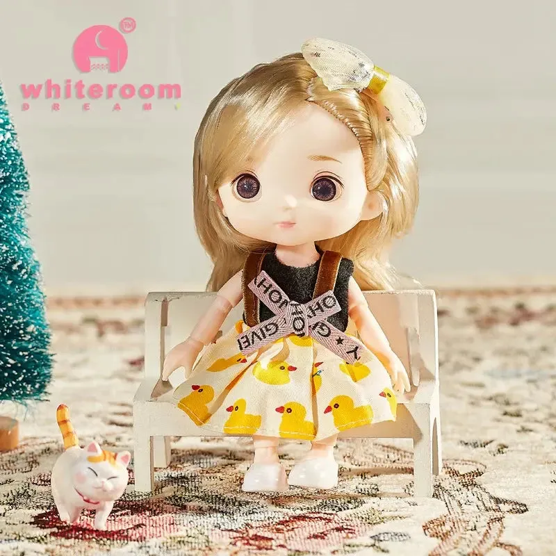 New 16 cm BJD Mini Doll | 13 Movable Joints | Girl with 3D Big Eyes | DIY Toy with Clothes | 1/12 Fashion Doll