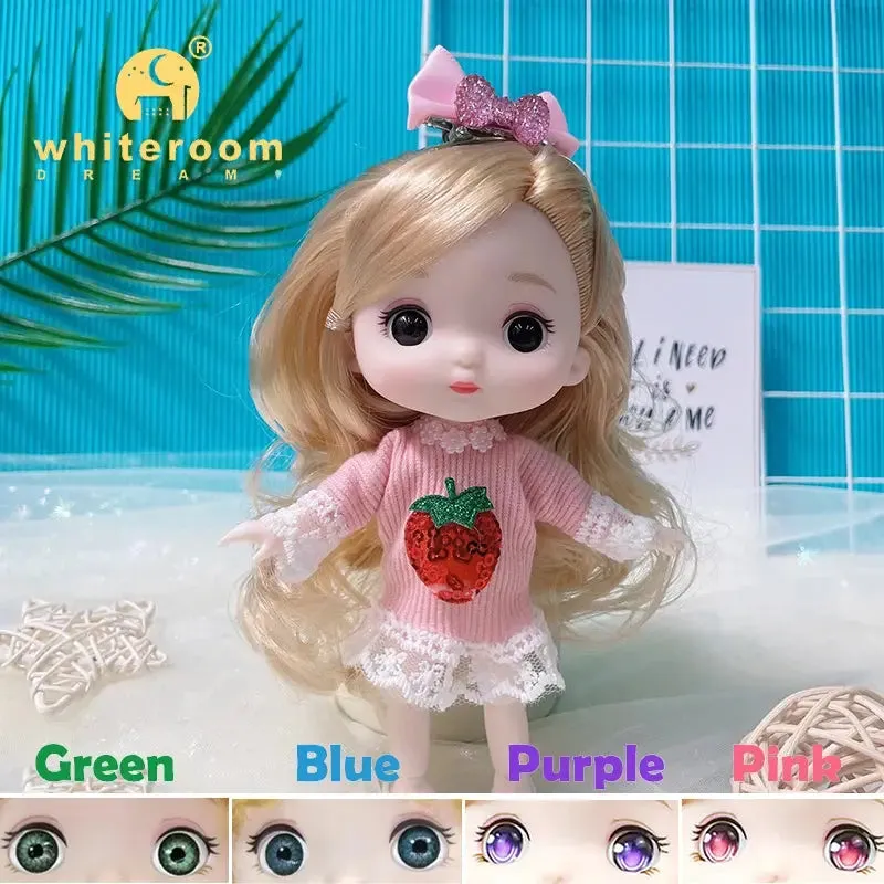 New 16 cm BJD Mini Doll | 13 Movable Joints | Girl with 3D Big Eyes | DIY Toy with Clothes | 1/12 Fashion Doll