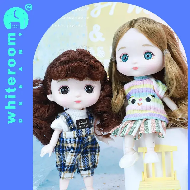 New 16 cm BJD Mini Doll | 13 Movable Joints | Girl with 3D Big Eyes | DIY Toy with Clothes | 1/12 Fashion Doll