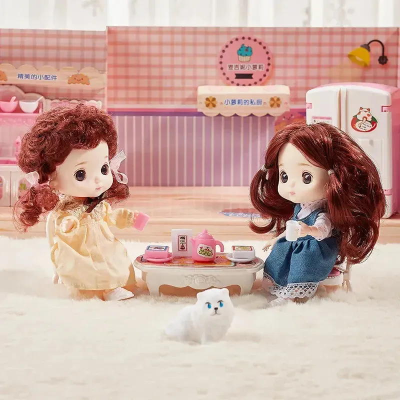 New 16 cm BJD Mini Doll | 13 Movable Joints | Girl with 3D Big Eyes | DIY Toy with Clothes | 1/12 Fashion Doll