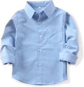 OCHENTA Little Big Boys' & Men's Long Sleeve Button Down Oxford Casual Dress Shirt
