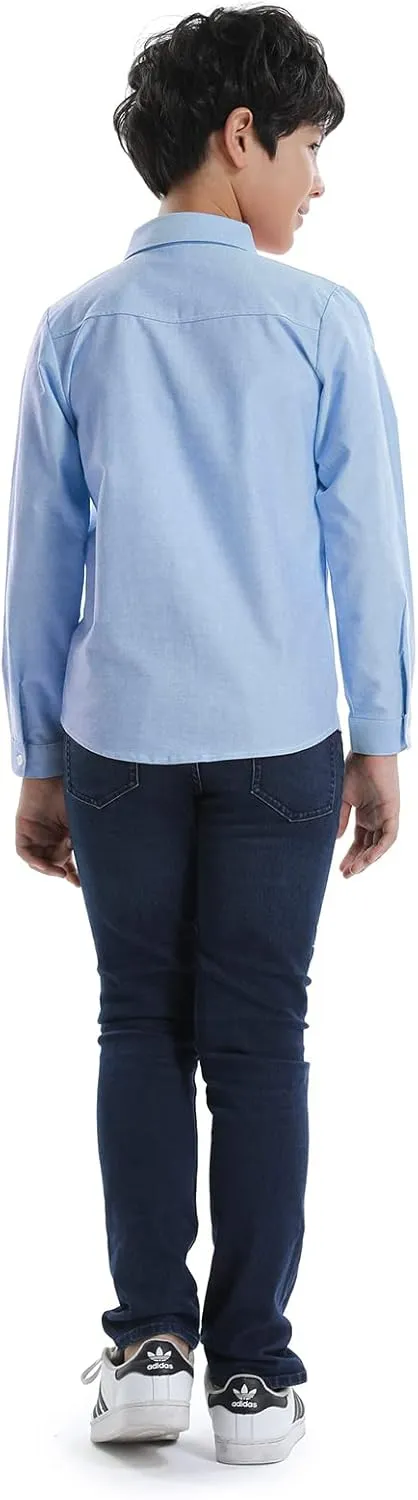 OCHENTA Little Big Boys' & Men's Long Sleeve Button Down Oxford Casual Dress Shirt