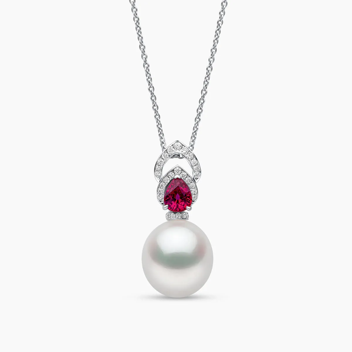 Ophelia 18K Gold South Sea Pearl Ruby Diamond Drop Pendant
