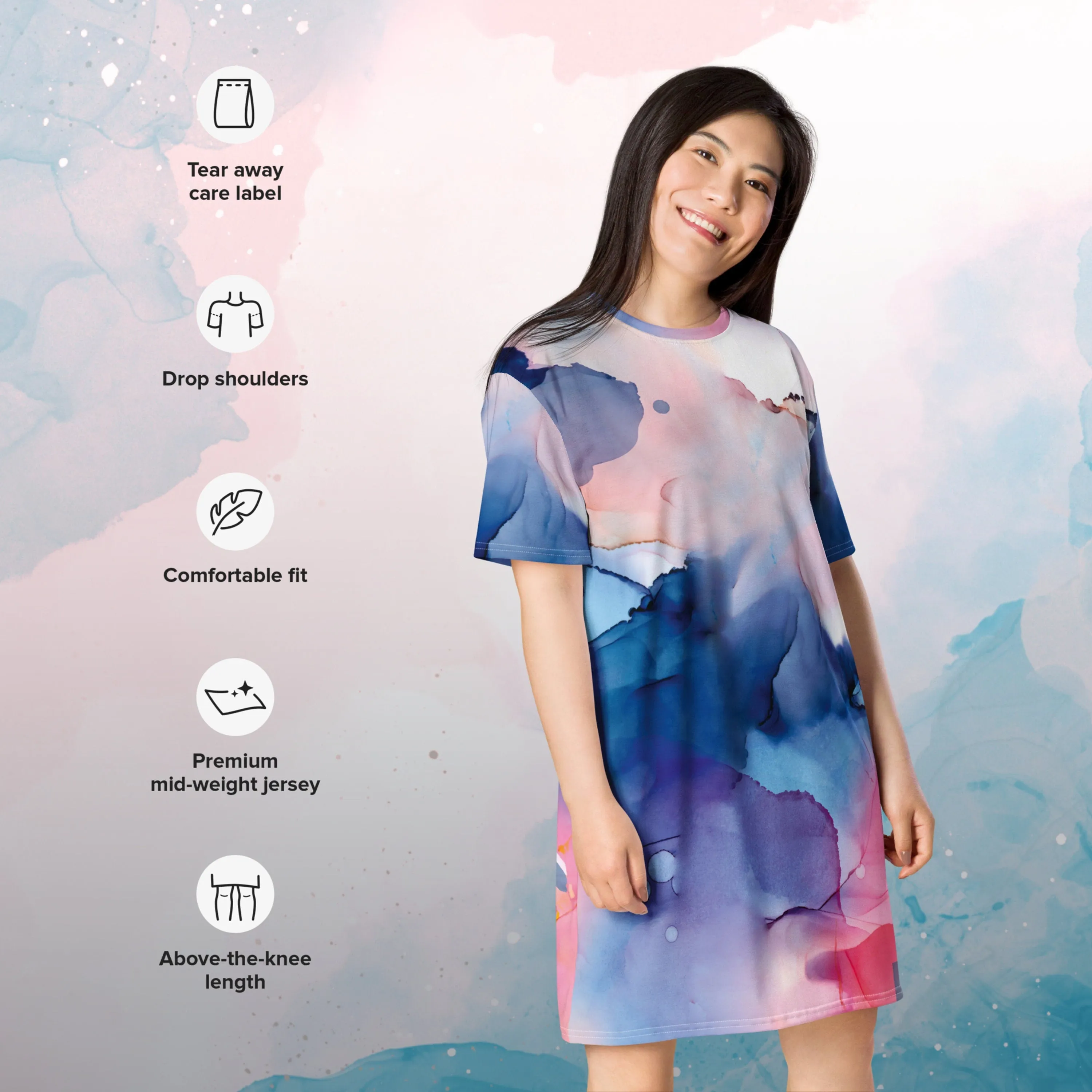 Pastel Marbling Women's T-shirt Dress or Nightgown
