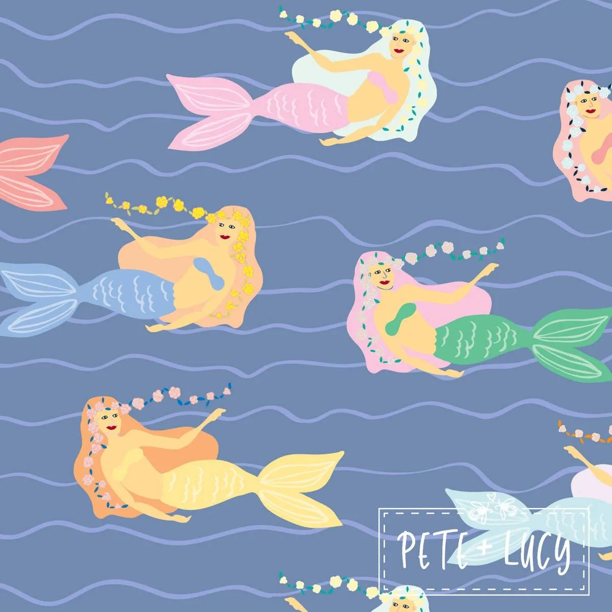 PETE   LUCY Mermaid and Shells Blue Yellow Baby Toddler Romper