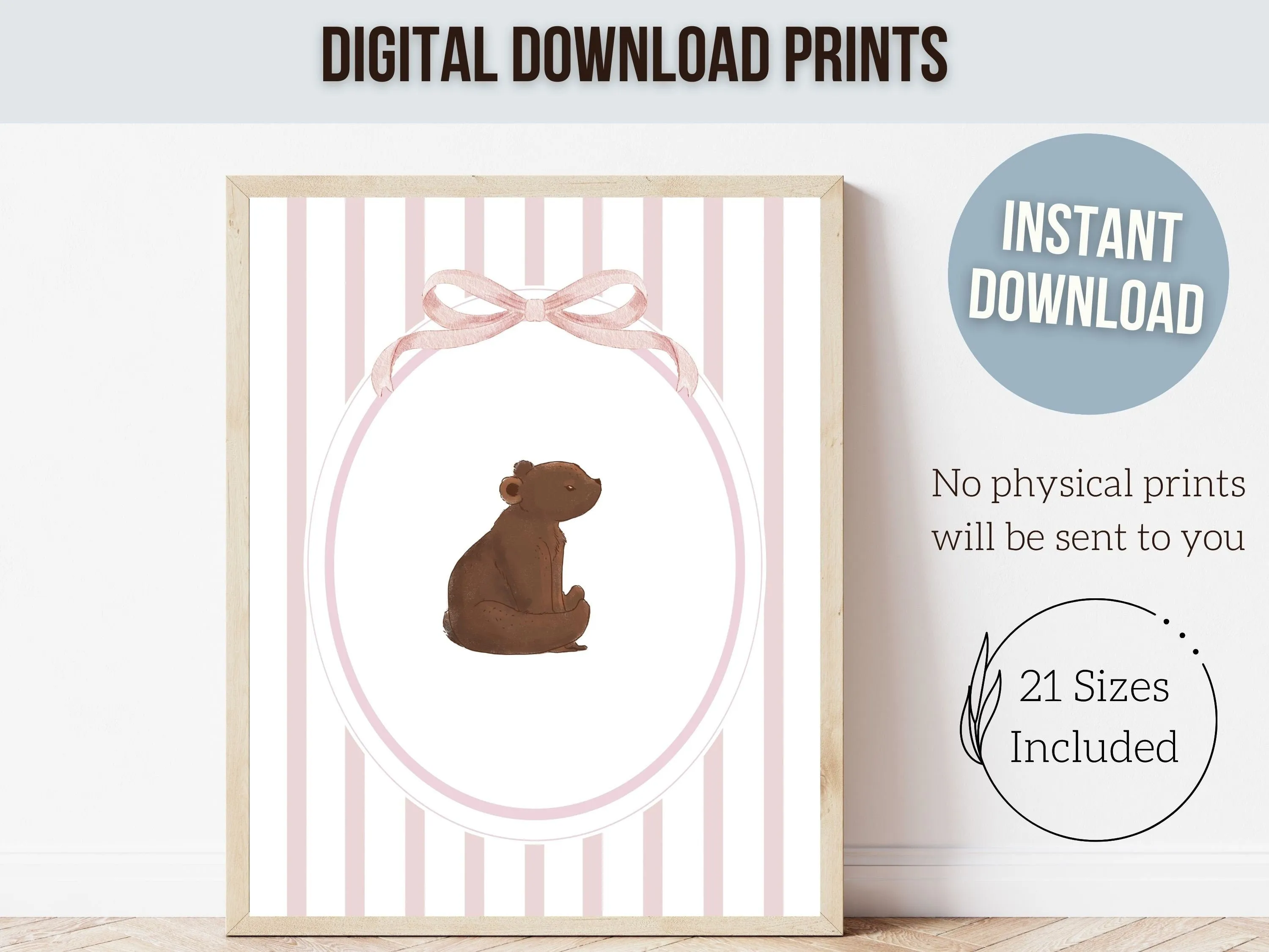 Pink Chinoiserie Bear Nursery Prints - Set of 3