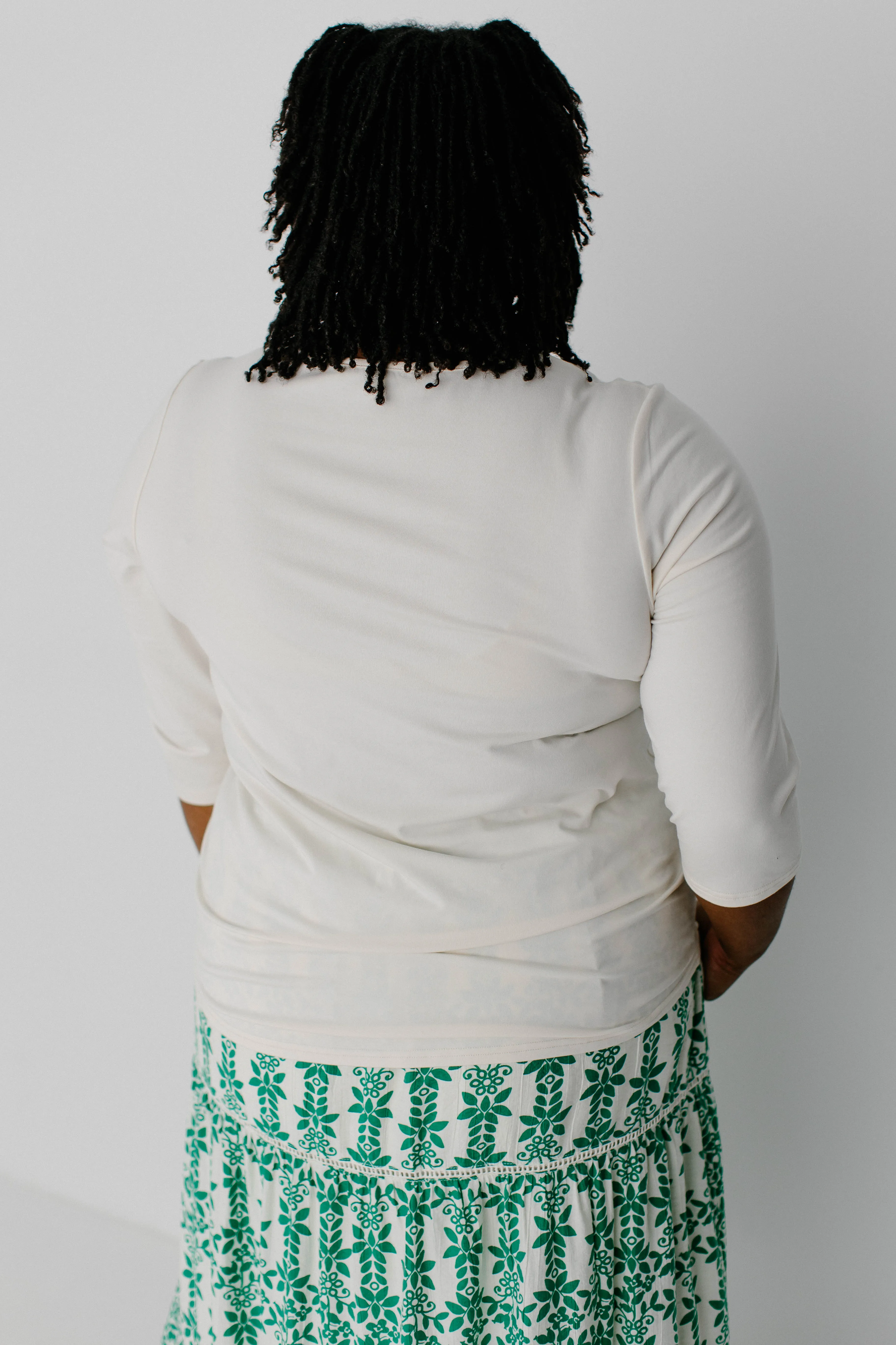 Plus 'Lynne' Luxe Cotton Blend Quarter Sleeve Tee FINAL SALE