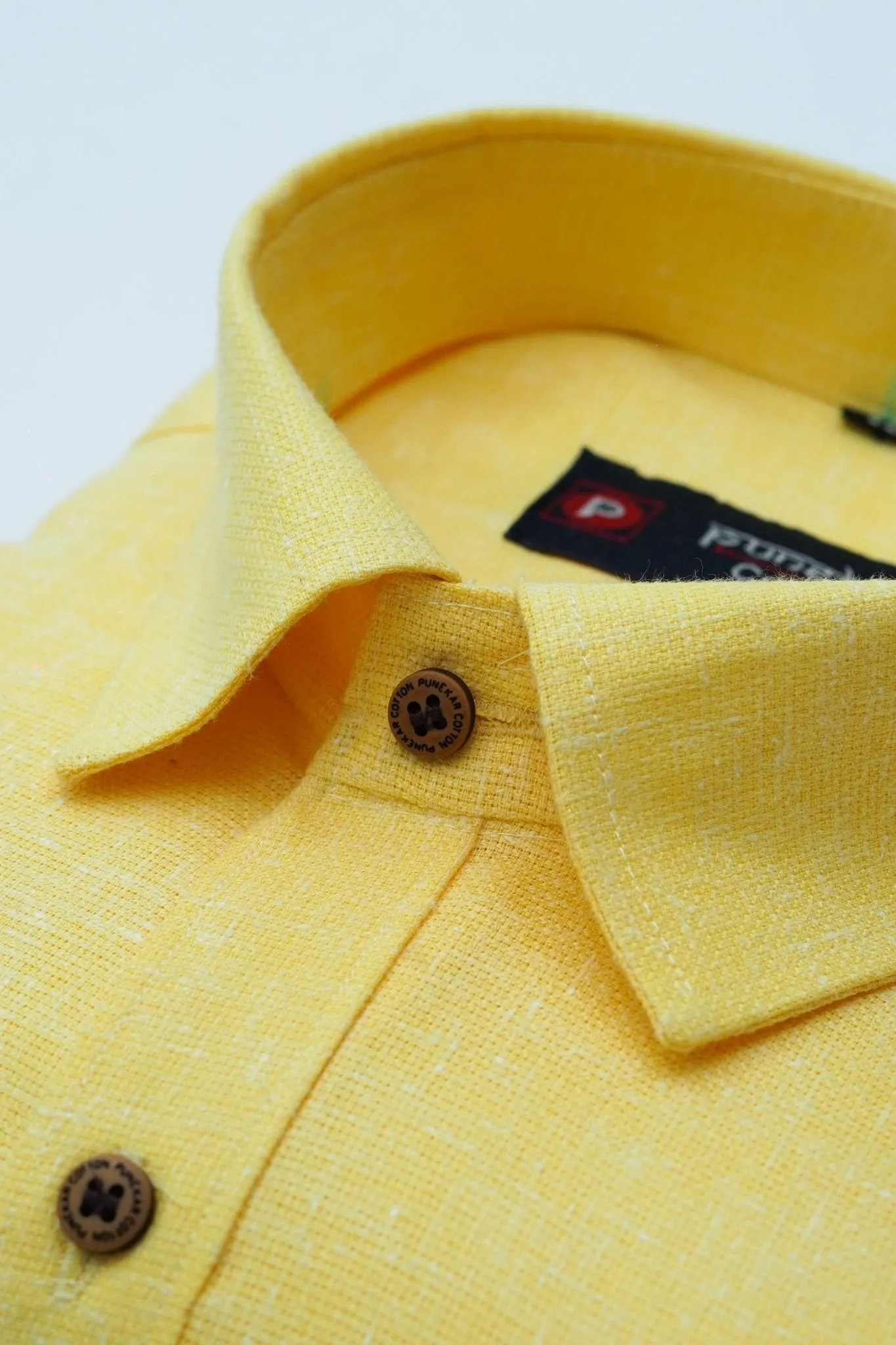 Punekar Cotton Yellow Color Cotton Linen Formal Shirt for Men's.