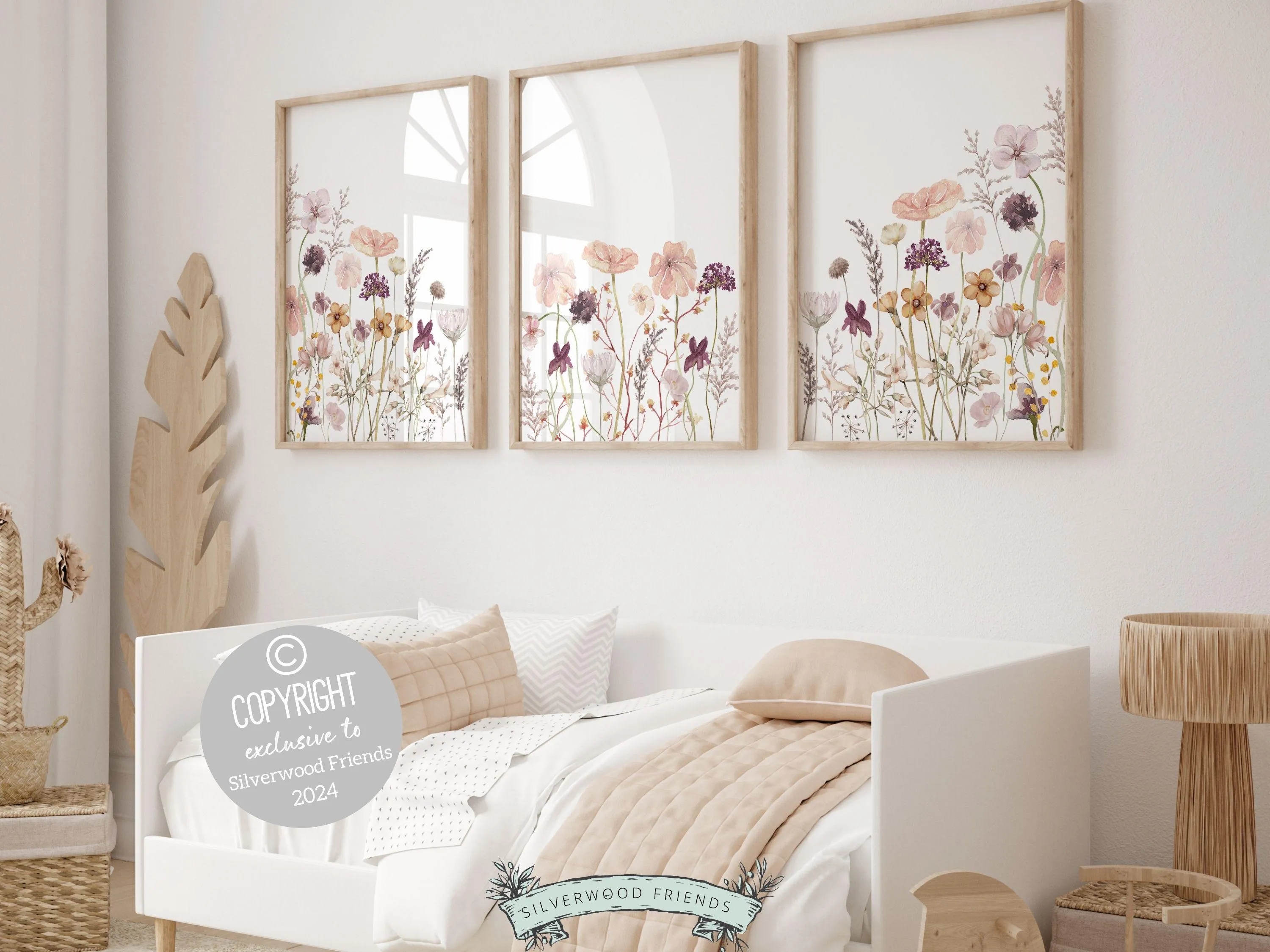 Purple and Pink Wildflower Nursery Prints