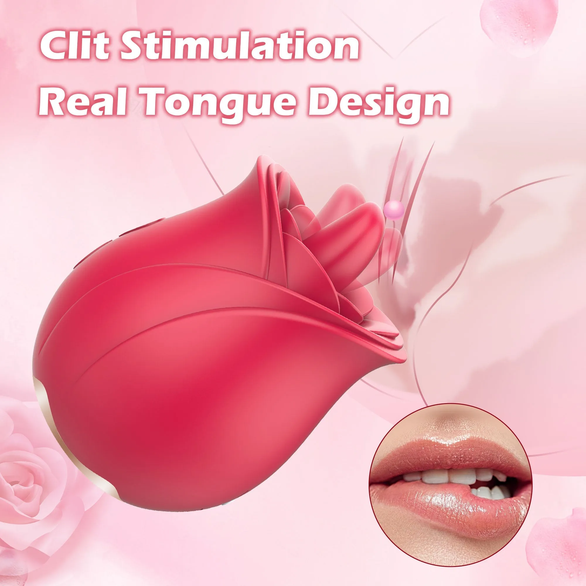 Rose Vibrator with Tongue Licking Patterns