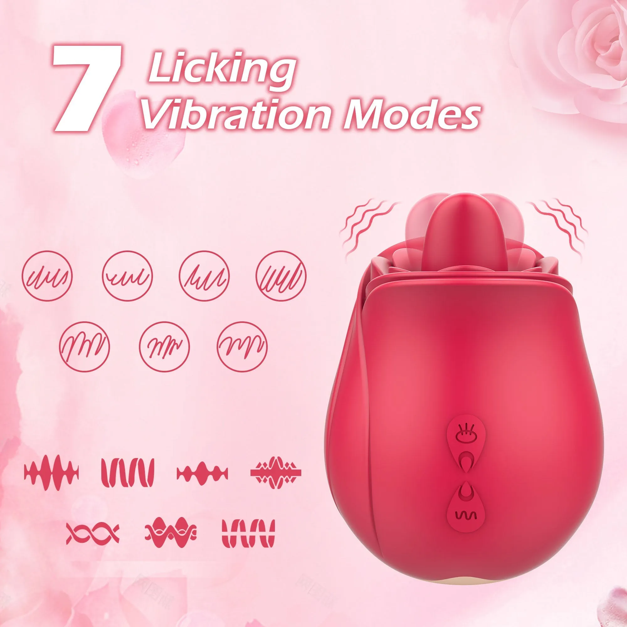 Rose Vibrator with Tongue Licking Patterns