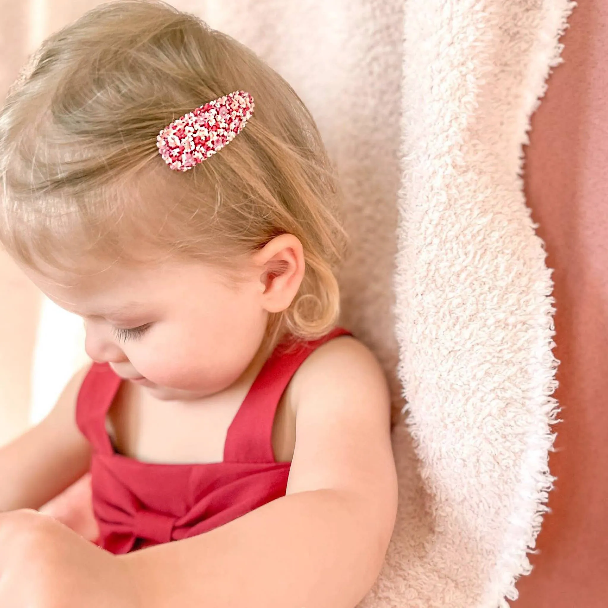 Rosewater Blush Linen Fabric Hair Clips