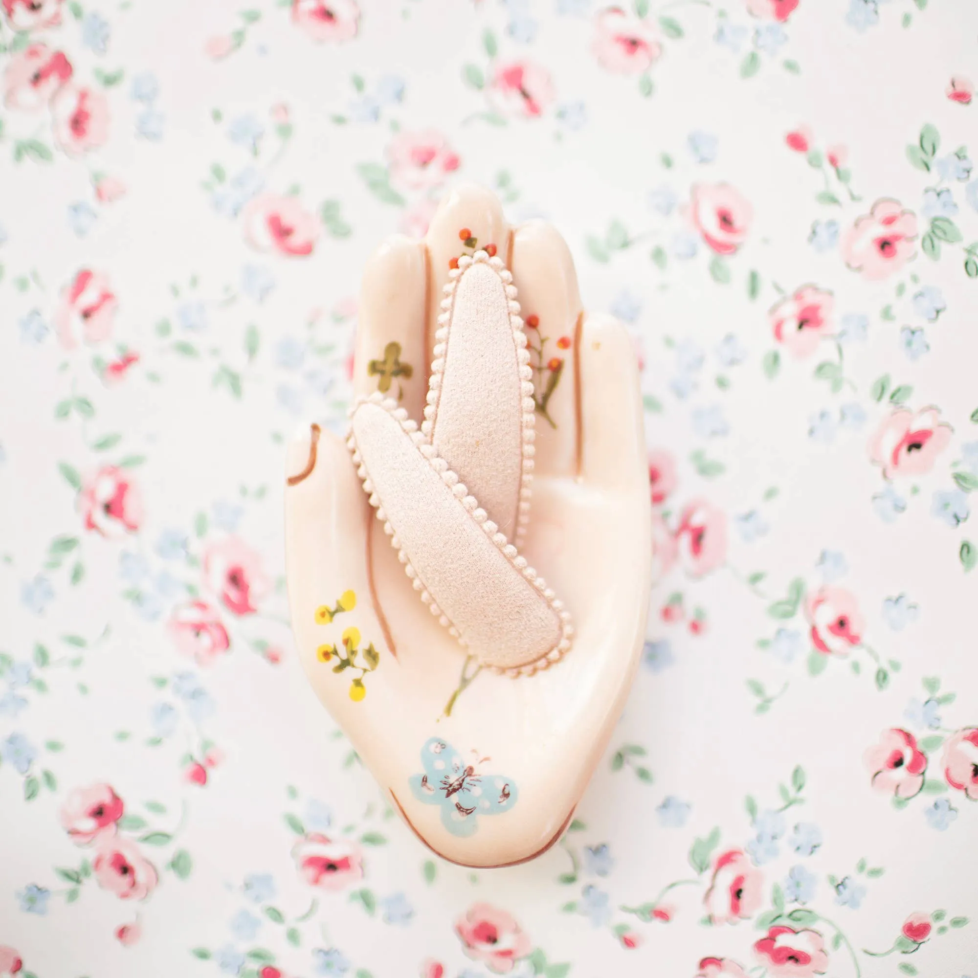 Rosewater Blush Linen Fabric Hair Clips