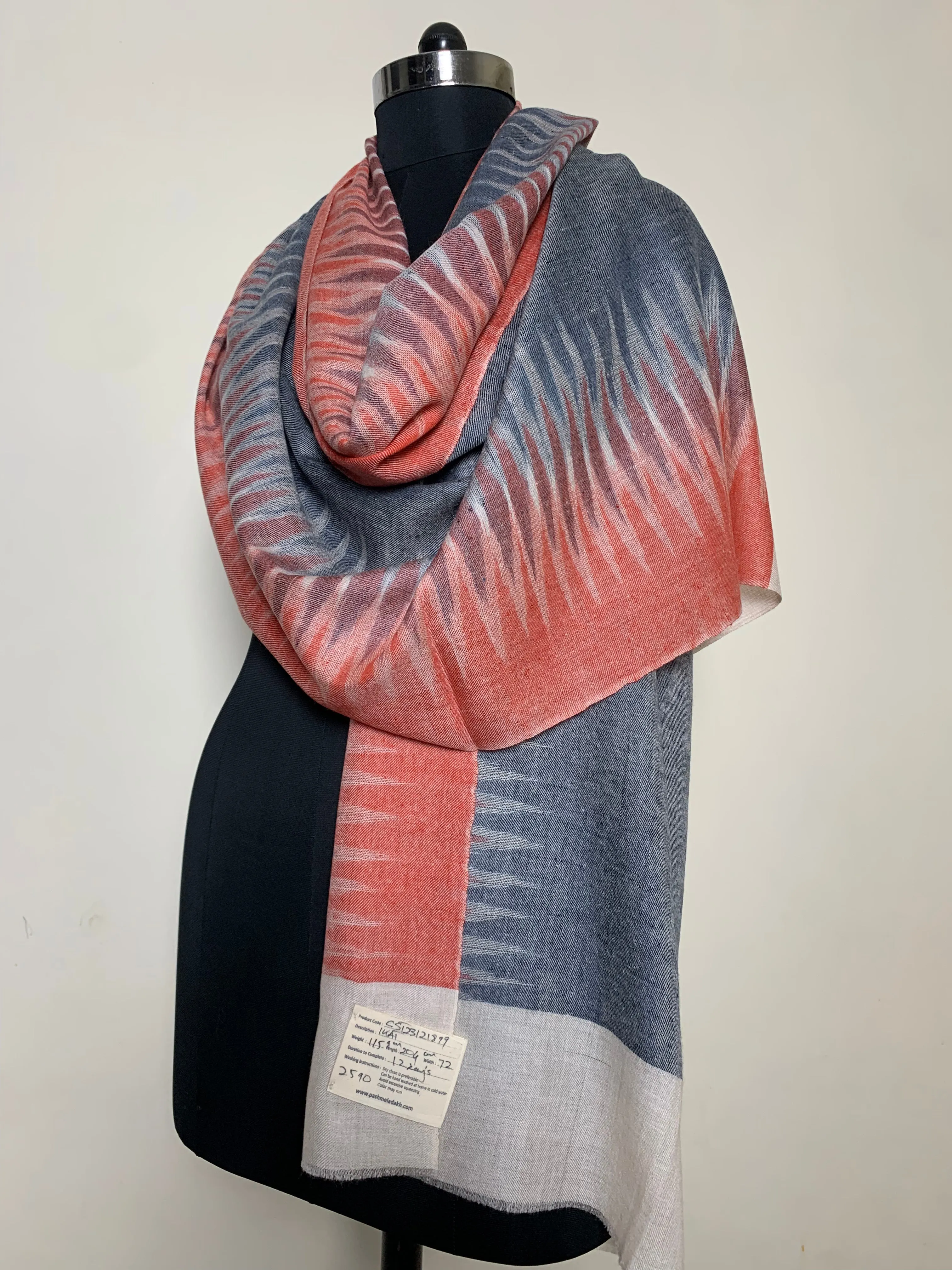 Scarlett Herringbone Ikat Dyed Cashmere Stole