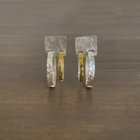 Small Carved Square Top Double Hoops