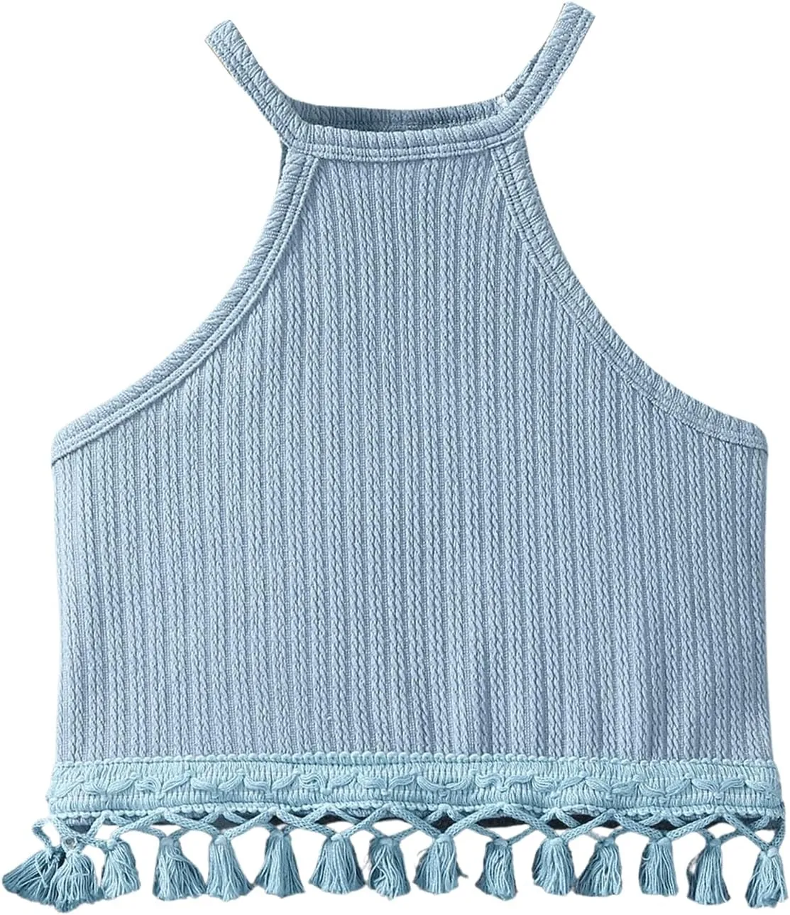 SOLY HUX Toddler Girl's Fringe Trim Halter Top Sleeveless Summer Boho Crop Cami Tops