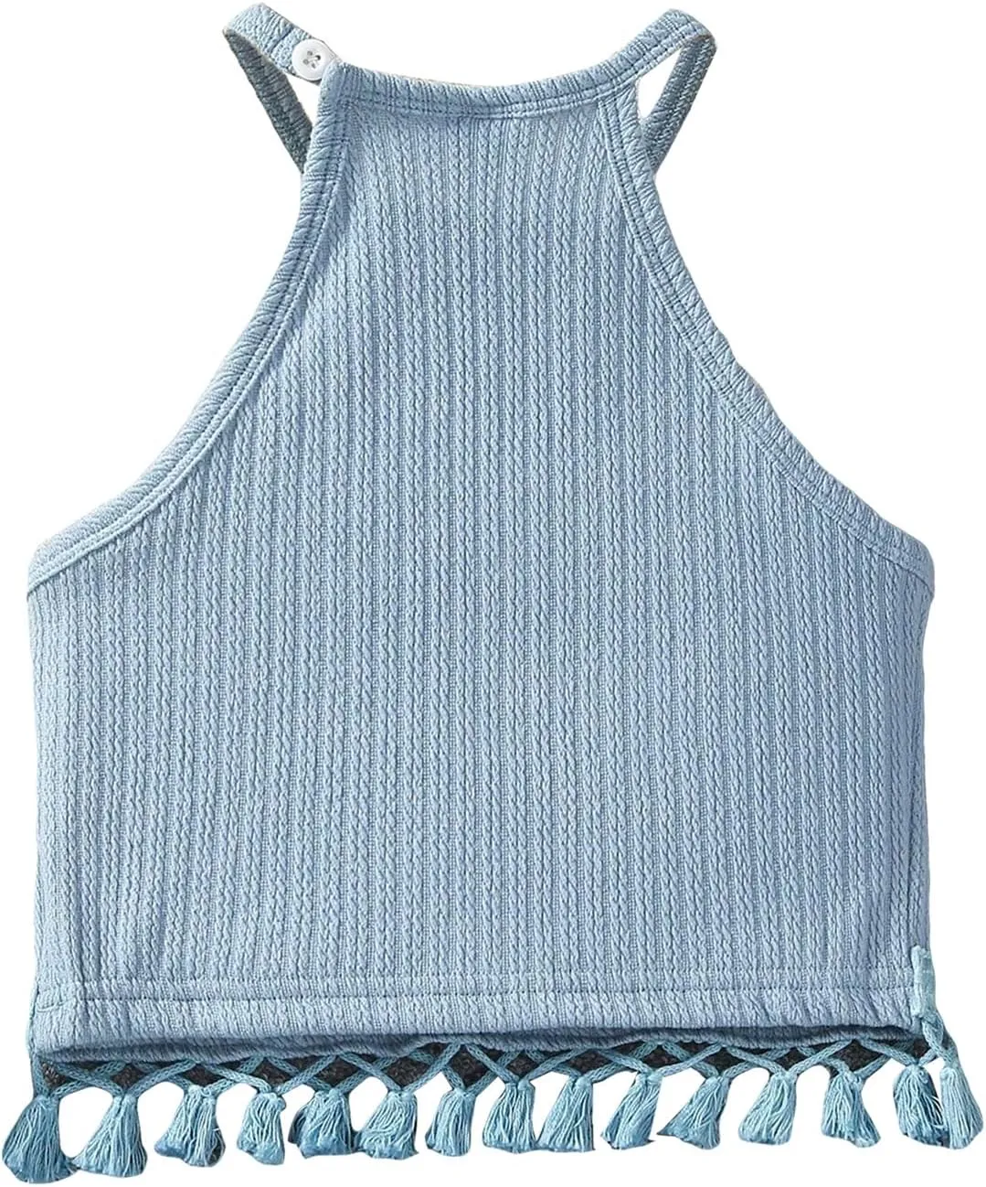 SOLY HUX Toddler Girl's Fringe Trim Halter Top Sleeveless Summer Boho Crop Cami Tops