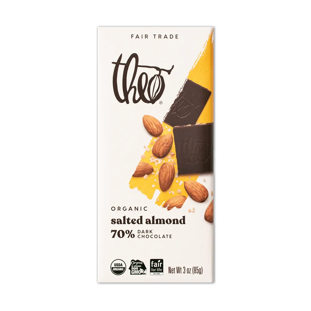 Theo Dark Chocolate Salted Almond Bar