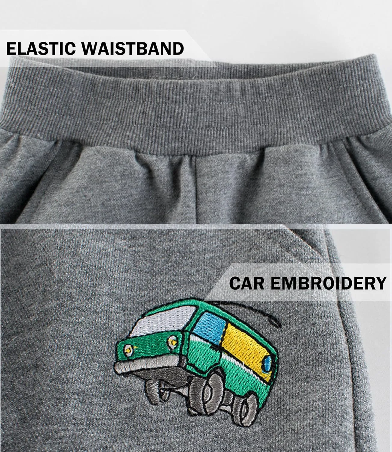 TLAENSON Toddler Boys Pants Drawstring Elastic Sweatpants Cotton Active Joggers for Kids Cartoon Print 1-Pack / 2-Pack