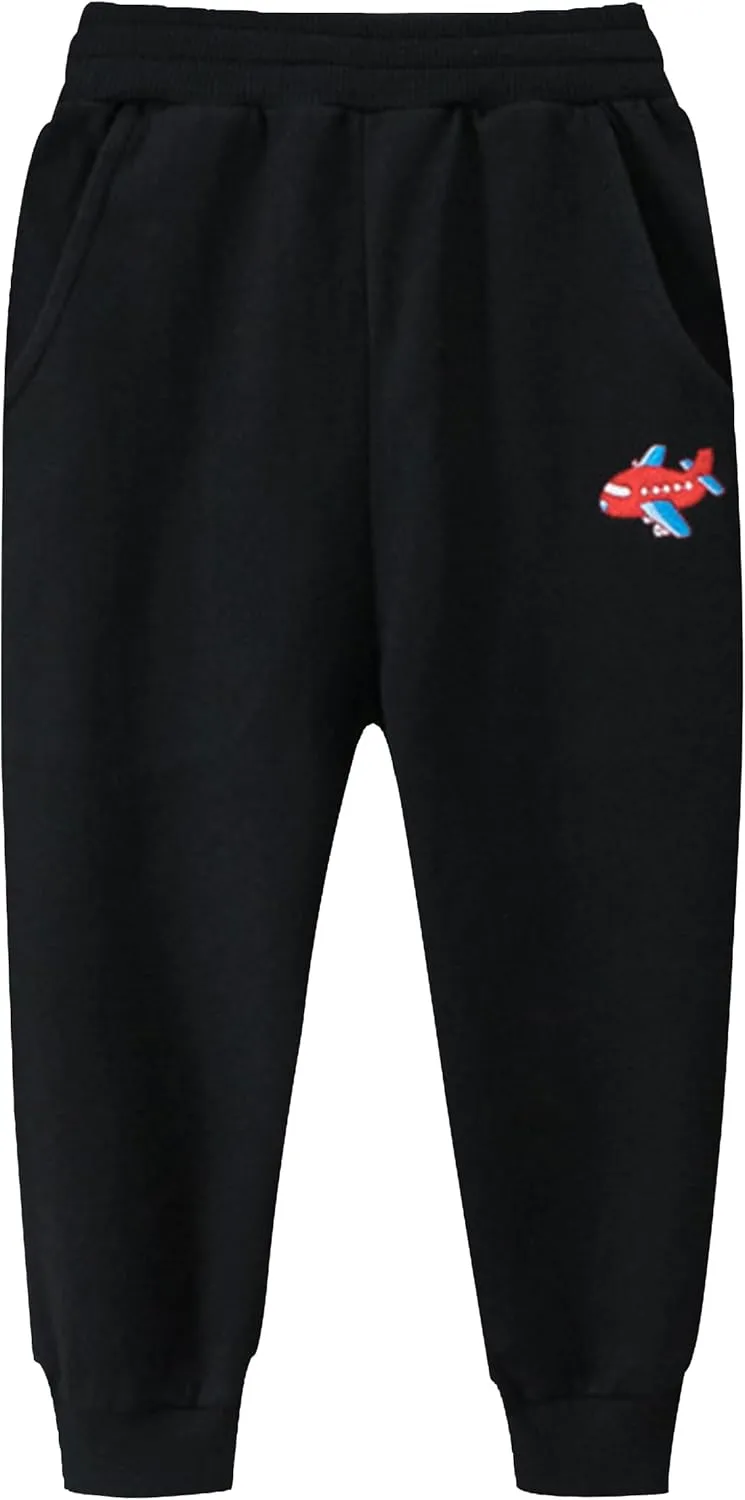 TLAENSON Toddler Boys Pants Drawstring Elastic Sweatpants Cotton Active Joggers for Kids Cartoon Print 1-Pack / 2-Pack
