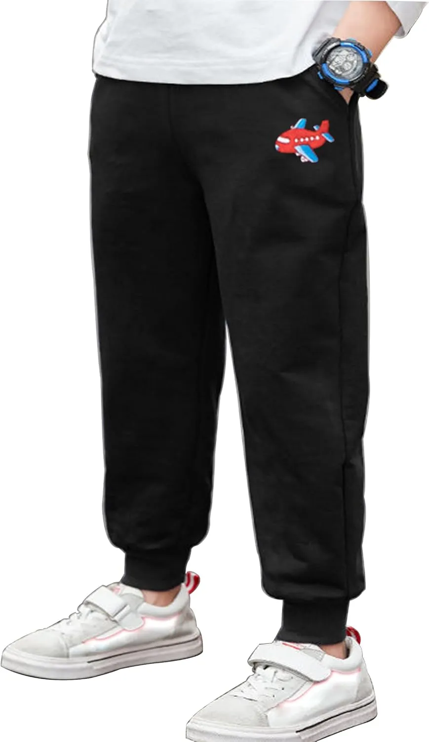 TLAENSON Toddler Boys Pants Drawstring Elastic Sweatpants Cotton Active Joggers for Kids Cartoon Print 1-Pack / 2-Pack