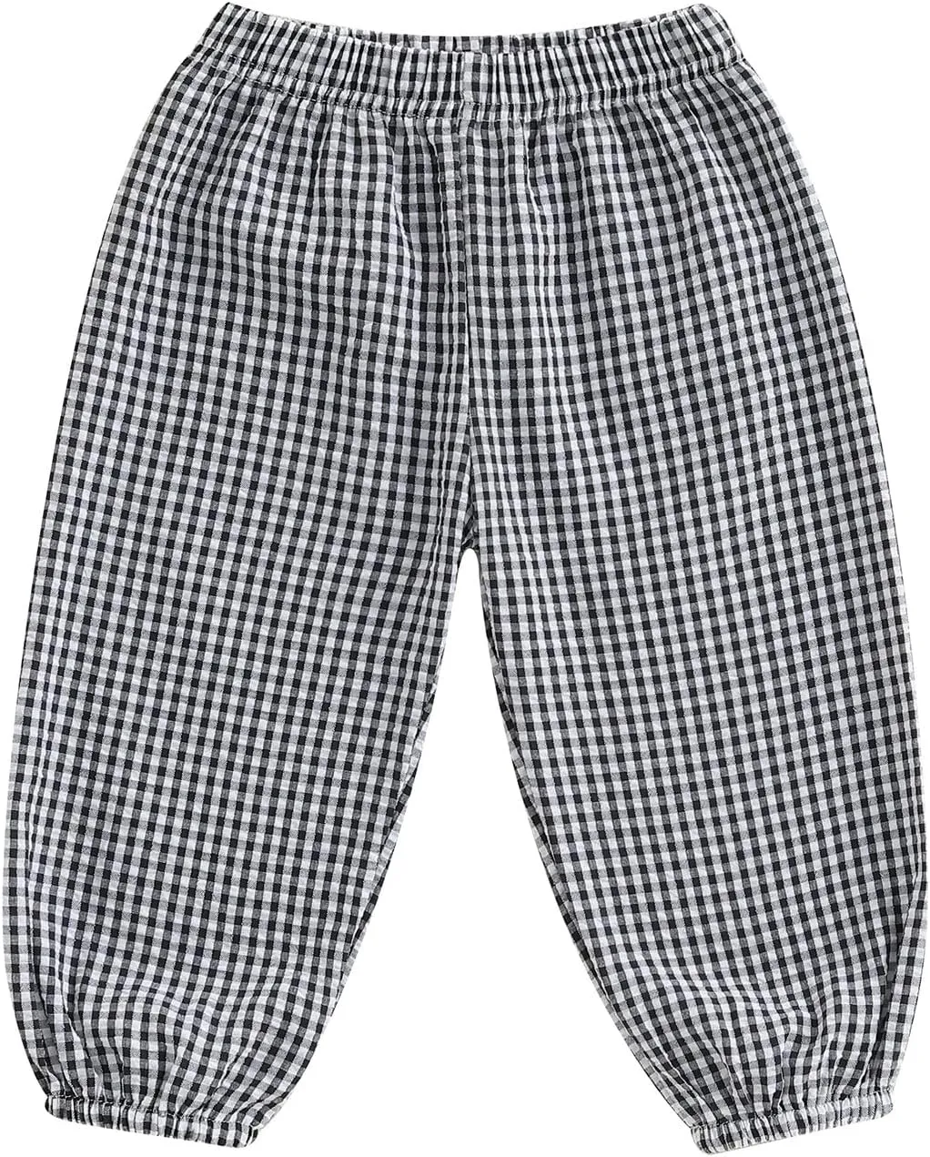 Toddler Baby Girl Boy Cotton Linen Pants Plaid Elastic Jogger Gingham Lantern Long Pants Summer Fall Harem Pants