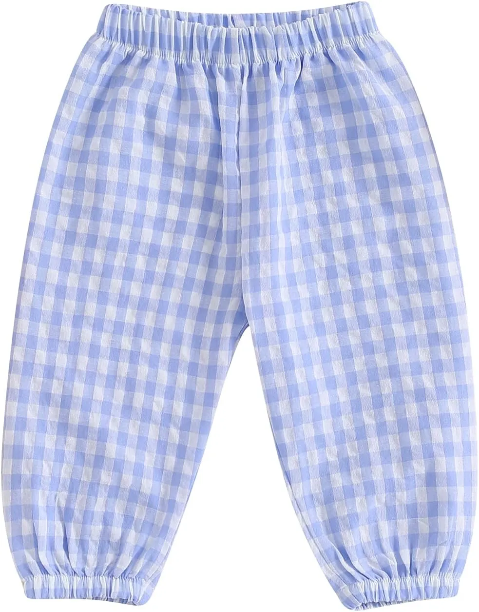 Toddler Baby Girl Boy Cotton Linen Pants Plaid Elastic Jogger Gingham Lantern Long Pants Summer Fall Harem Pants