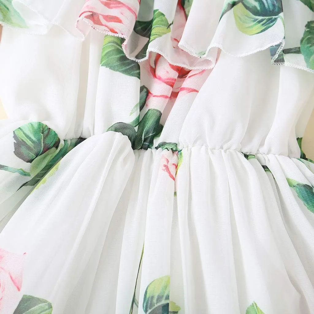 Toddler Baby Girls Summer Dress Chiffon Princess Tutu Dress Floral Beachwear Suspender Sundress Skirt Little Girl Clothes