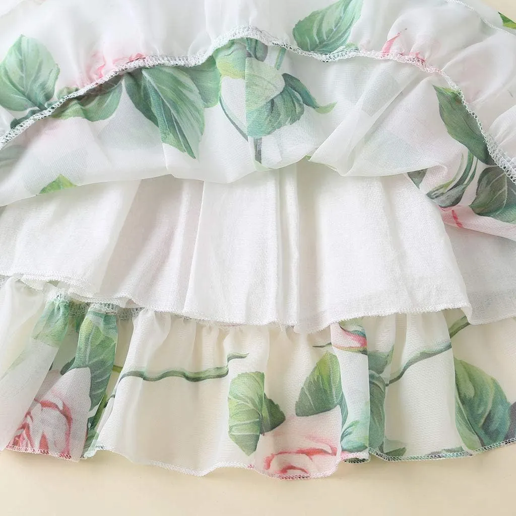 Toddler Baby Girls Summer Dress Chiffon Princess Tutu Dress Floral Beachwear Suspender Sundress Skirt Little Girl Clothes