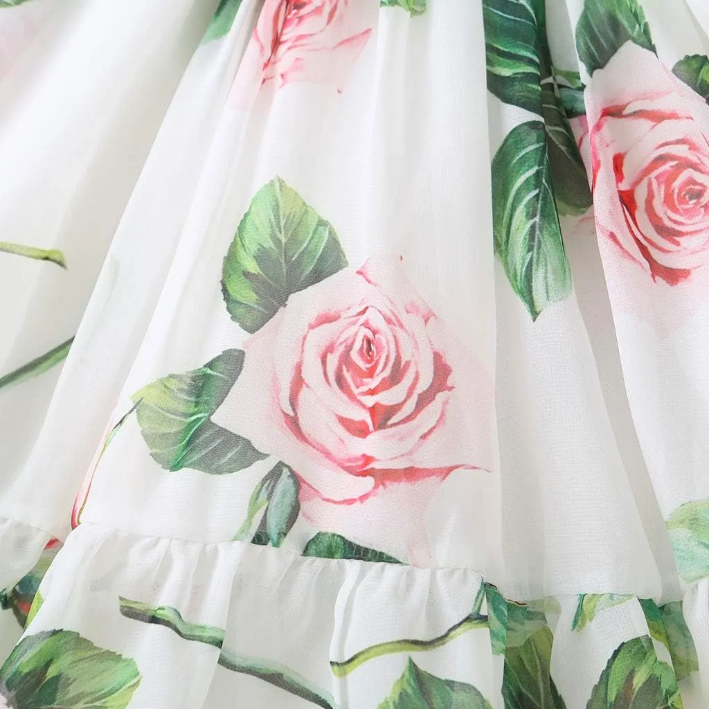 Toddler Baby Girls Summer Dress Chiffon Princess Tutu Dress Floral Beachwear Suspender Sundress Skirt Little Girl Clothes