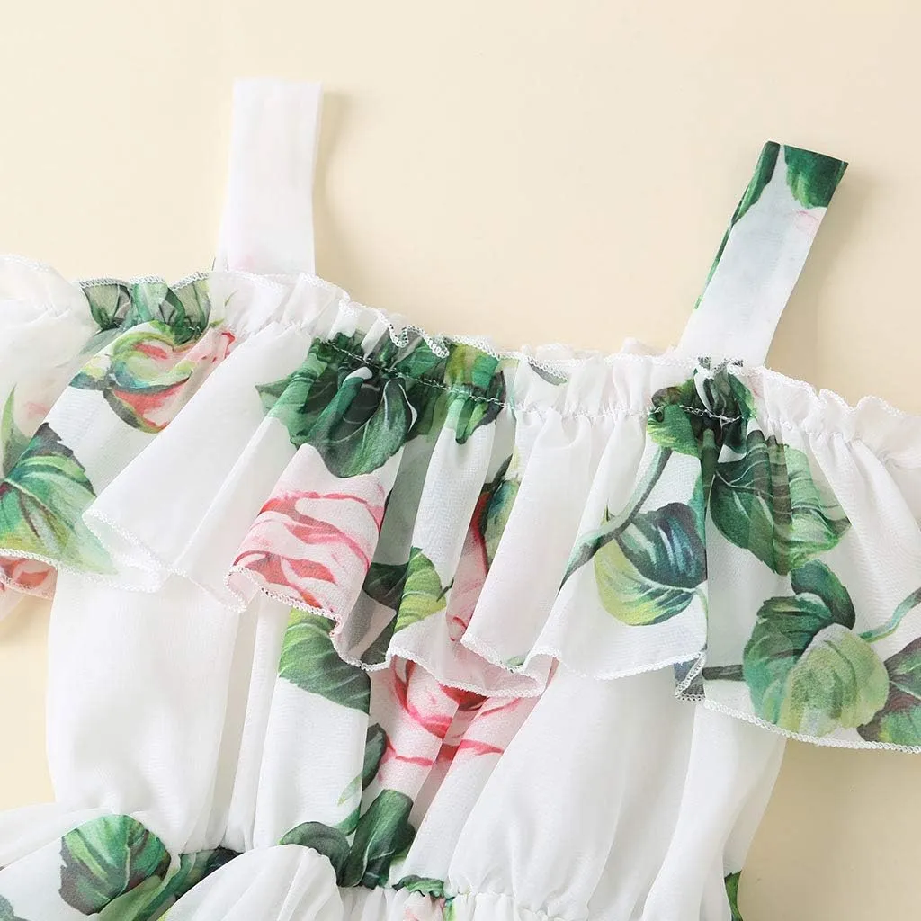 Toddler Baby Girls Summer Dress Chiffon Princess Tutu Dress Floral Beachwear Suspender Sundress Skirt Little Girl Clothes