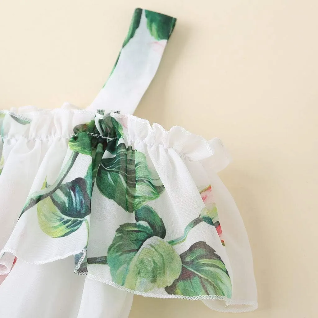 Toddler Baby Girls Summer Dress Chiffon Princess Tutu Dress Floral Beachwear Suspender Sundress Skirt Little Girl Clothes