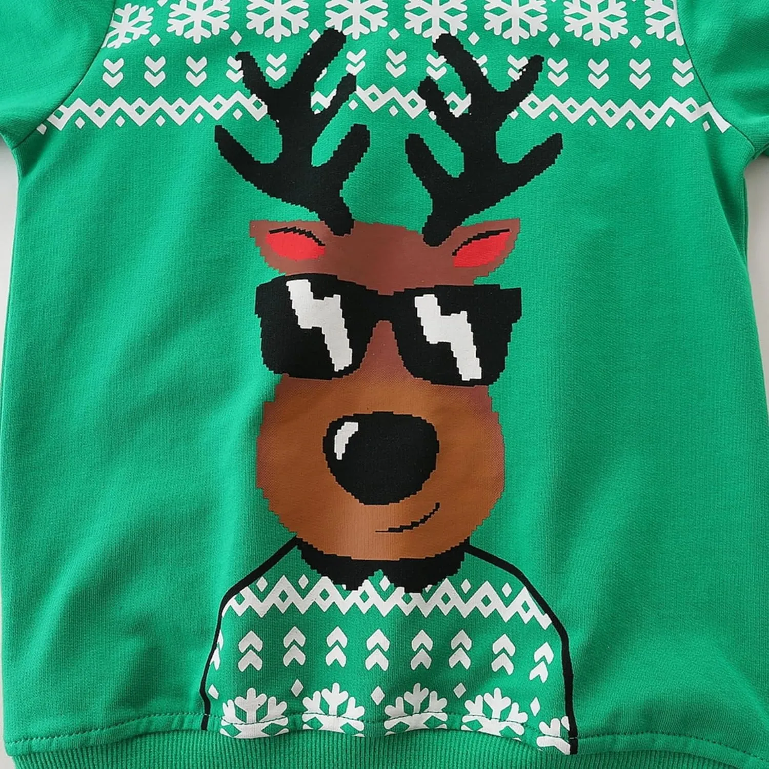 Toddler Boys Girls Christmas Sweatshirts Reindeer Crewneck Fleece Pullover Top Xmas Long Sleeve Winter Clothes 2-7T