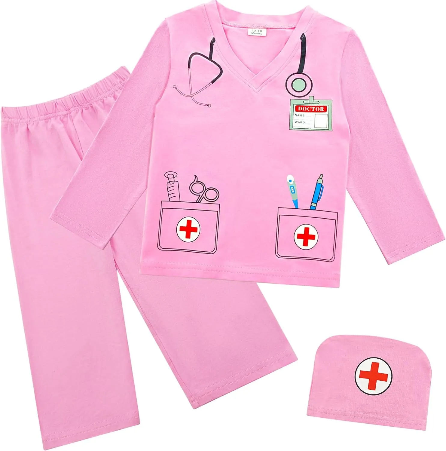 Toddler Boys Girls Halloween Costume, Cosplay Clothes for Kids, Child Doctor Pirate Role Play T-Shirt Pant Set