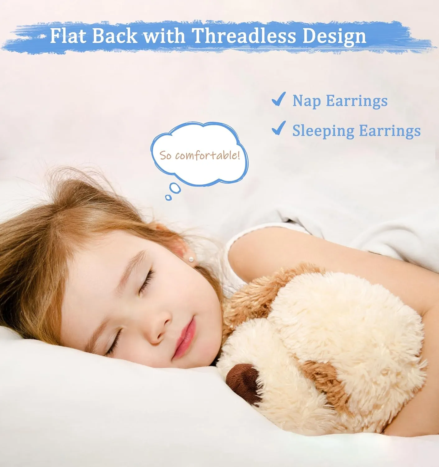 Toddler Earrings for Girls Push-in Titanium Hypoallergenic Threadless Flat Back Earrings for Women Sensitive Ears Cartilage Cute Small Pearl Star Flower Heart Pink Cubic Zirconia Studs (Pearl)