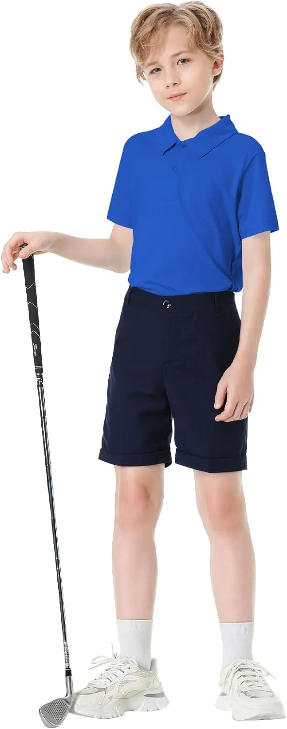 Toddler to Youth Boys' Performance Polo Kids Collared Golf Shirt School Uniform