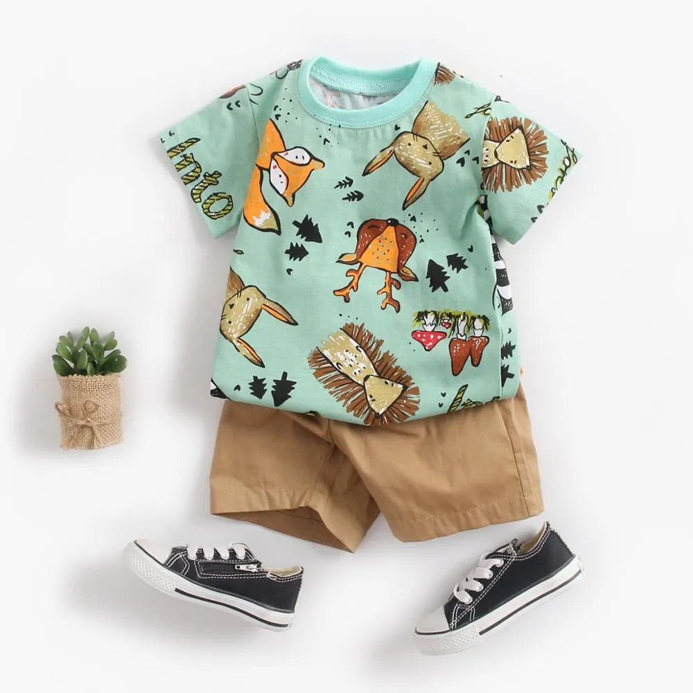 Top   Shorts 2Pcs Cartoon Set