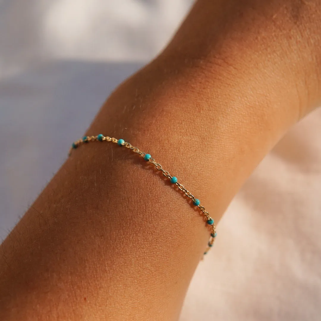 Turquoise Enamel Spotlight Chain Bracelet