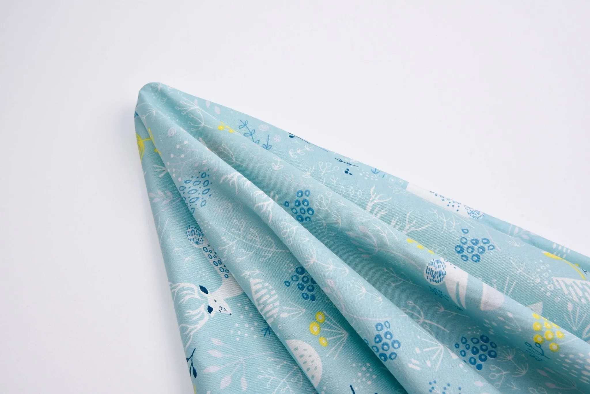 Washed 100 %  Organic  Cotton Poplin, Winter Deer Print Fabric. GK - 007