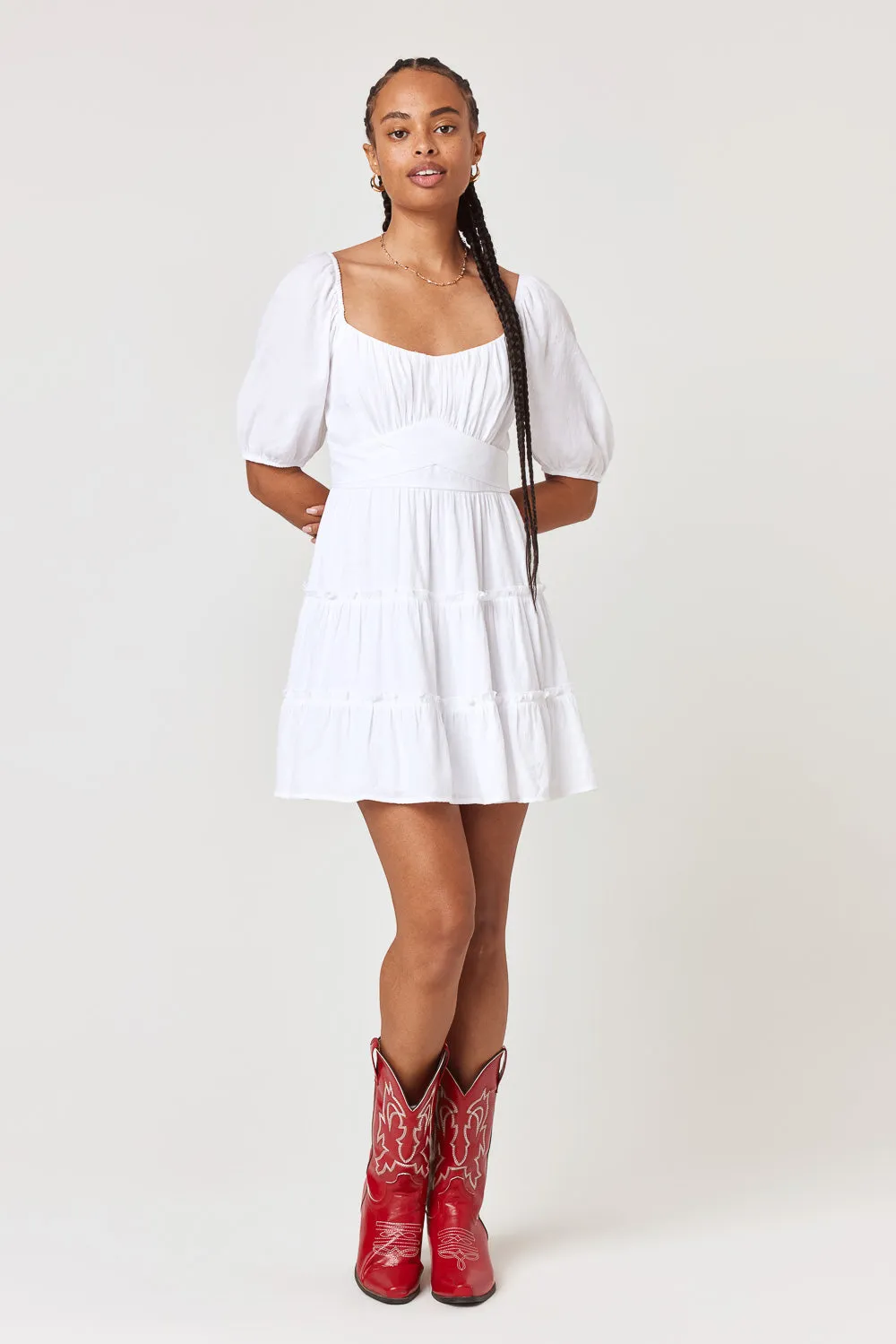 White Puff Sleeve Emma Dress