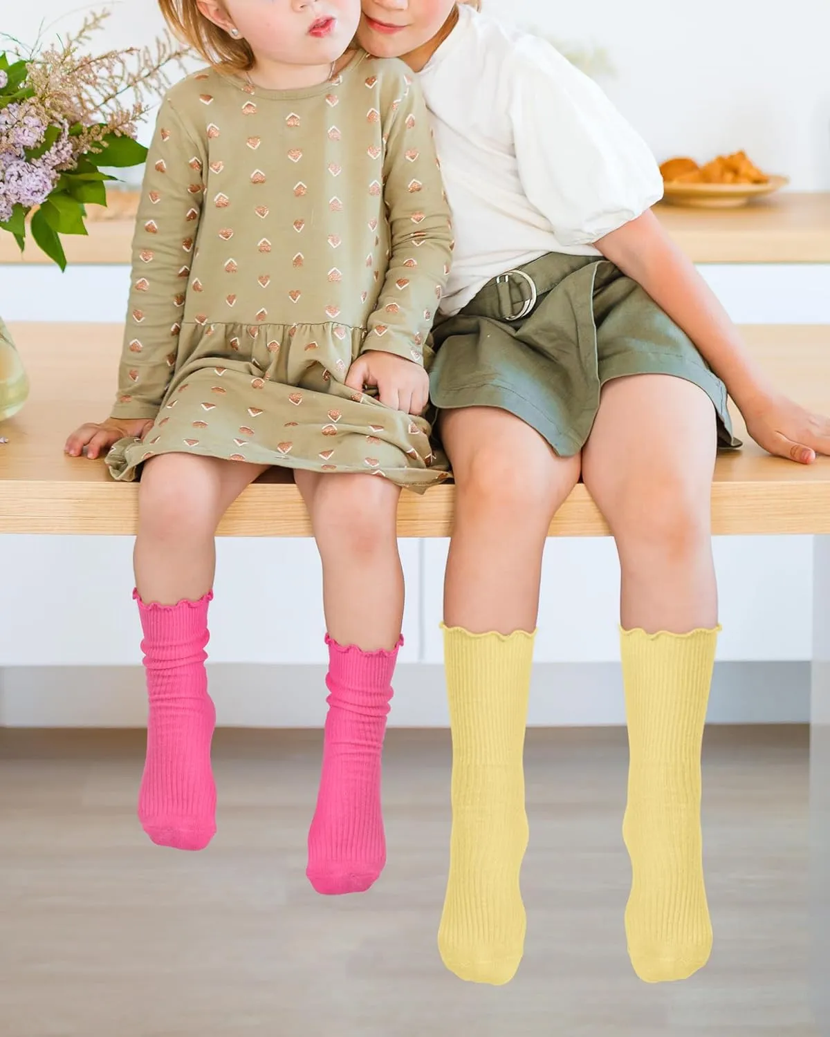 Witwot Ruffle Socks for Girls Kids Toddler Turn Cuff Dress School Uniform Sock