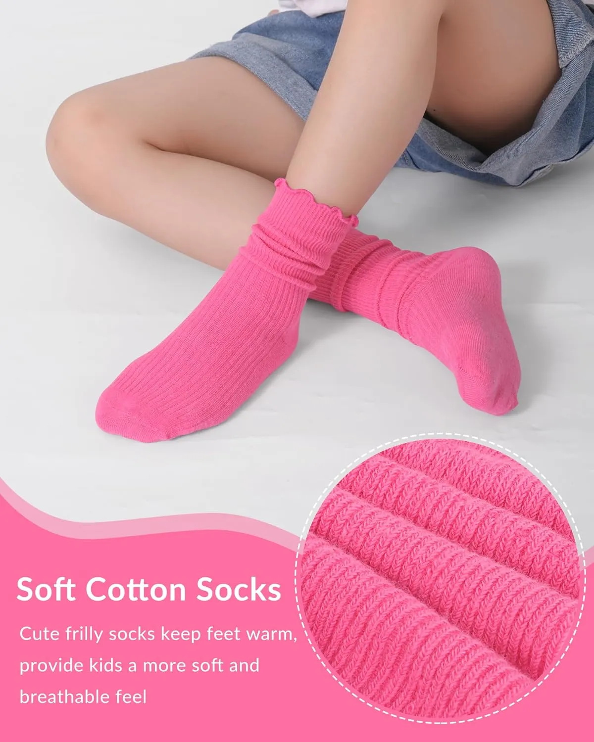 Witwot Ruffle Socks for Girls Kids Toddler Turn Cuff Dress School Uniform Sock
