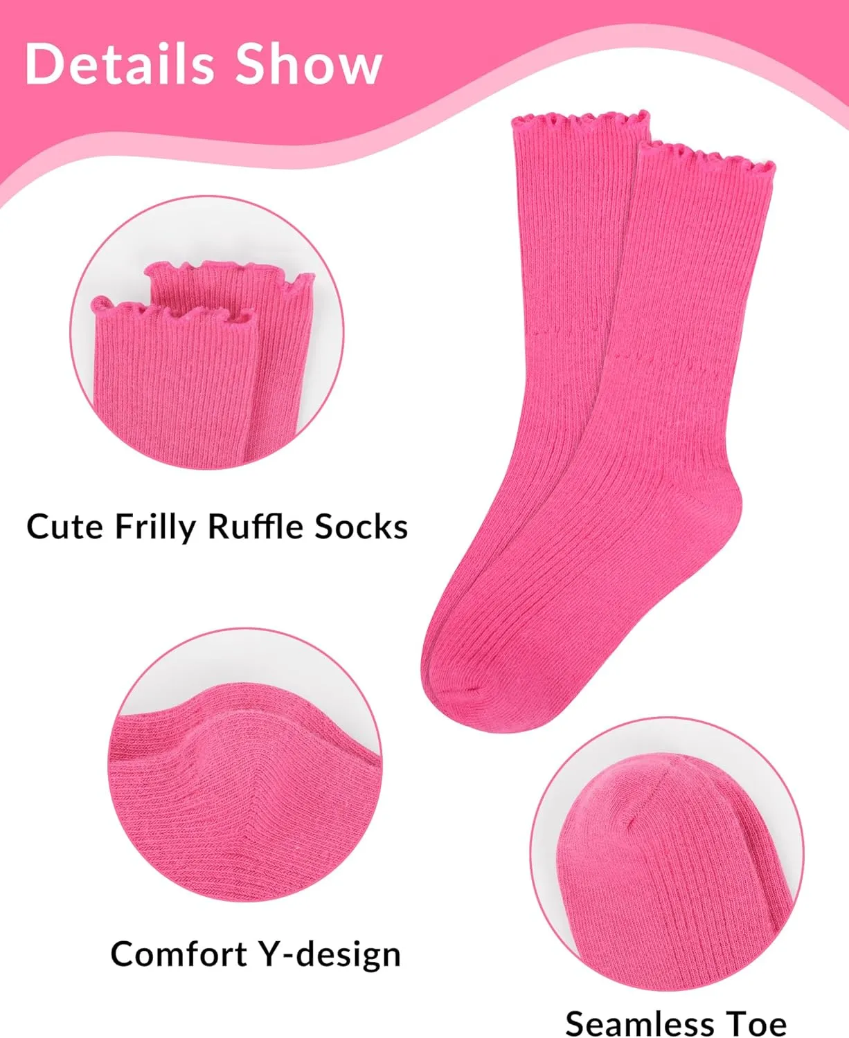 Witwot Ruffle Socks for Girls Kids Toddler Turn Cuff Dress School Uniform Sock
