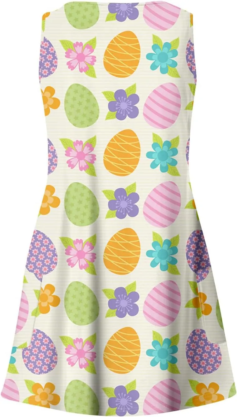 Womens Summer Dresses Vacation V Neck Dress with Pocket Printed 2025 Swimsuit Coverup Beach Sleeveless Sundress