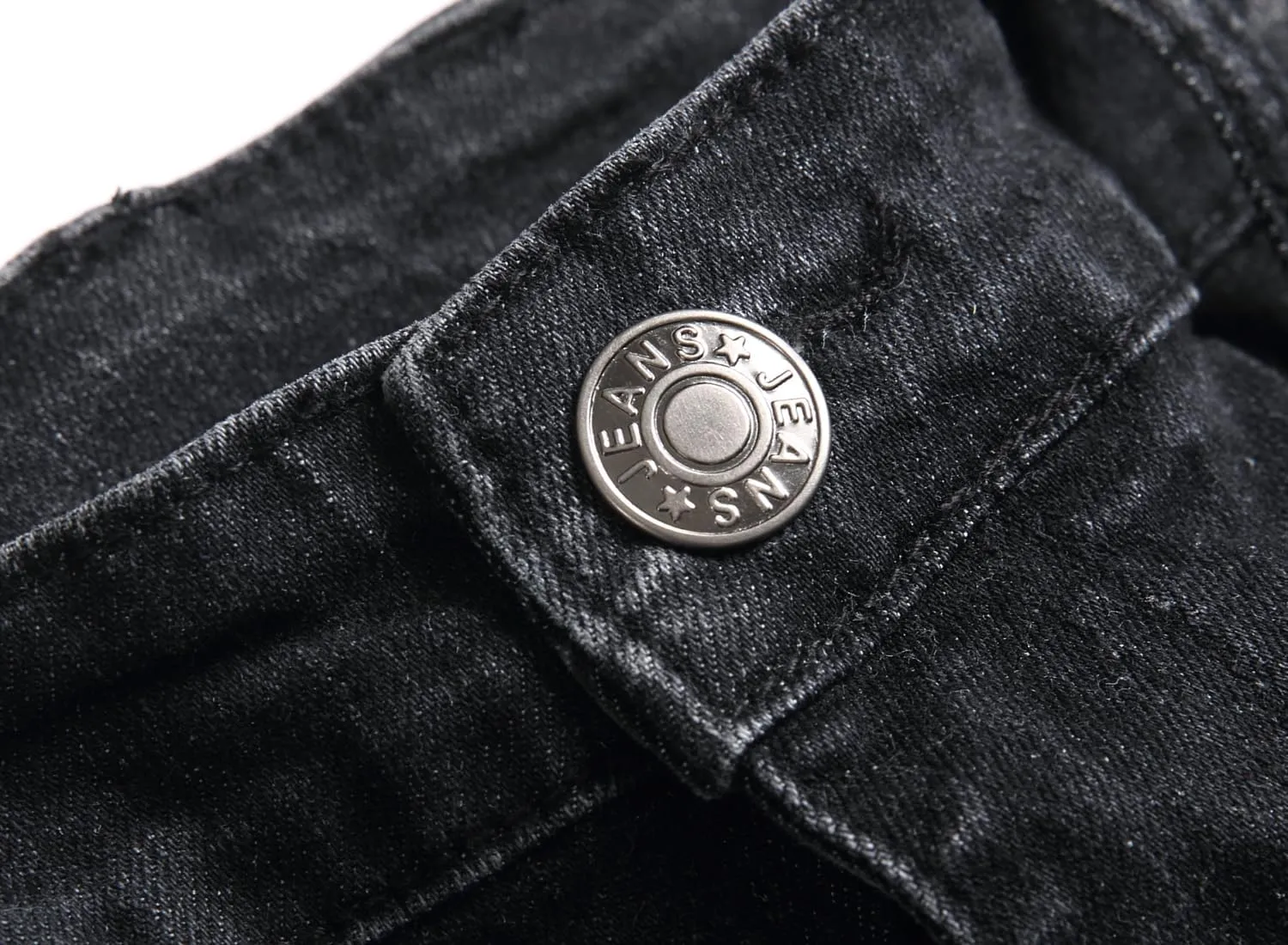 XIMXIMMTIAN Men's Biker Moto Washed Distressed Slim Fit Straight Jeans Denim