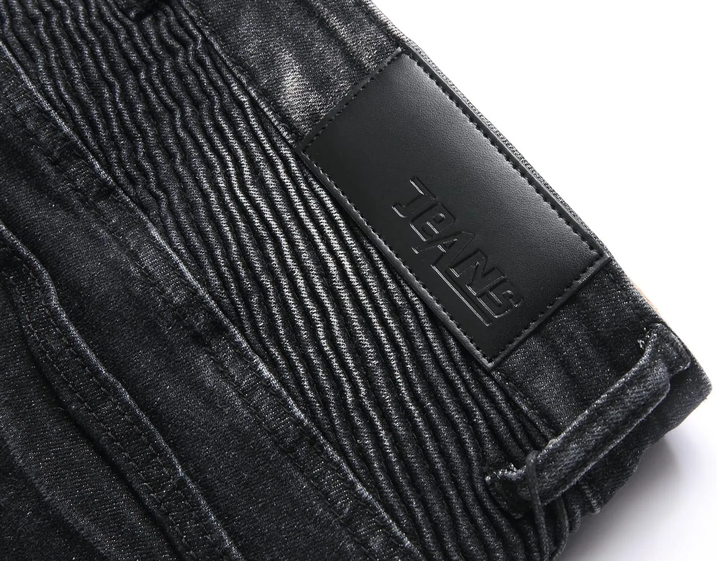 XIMXIMMTIAN Men's Biker Moto Washed Distressed Slim Fit Straight Jeans Denim