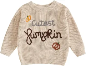 YINGISFITM Halloween Baby Girl Boy Outfit Toddler Thanksgiving Halloween Sweater Knit Sweaters Fall Winter Clothes
