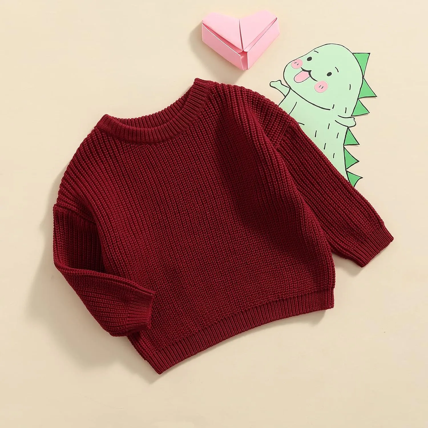 Yoawdats Toddler Baby Girl Boy Long Sleeve Knit Sweater Cute Round Neck Pullover Fall Winter Warm Tops Clothes