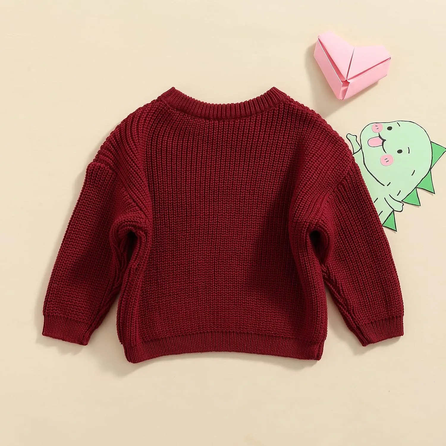 Yoawdats Toddler Baby Girl Boy Long Sleeve Knit Sweater Cute Round Neck Pullover Fall Winter Warm Tops Clothes